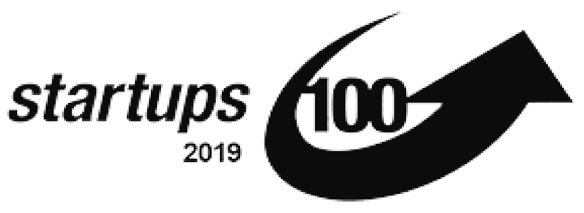 Startups 100 2019 logo in black and white