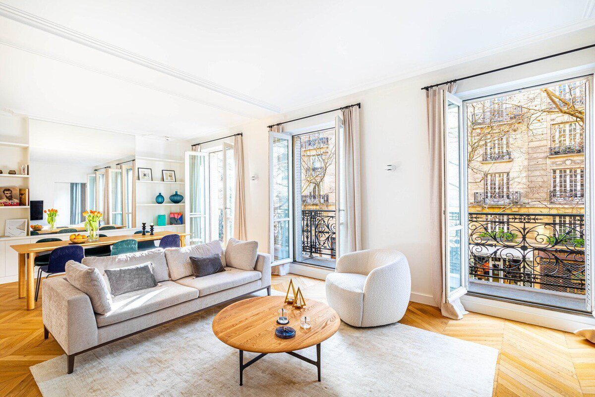 a living room with a couch and a coffee table