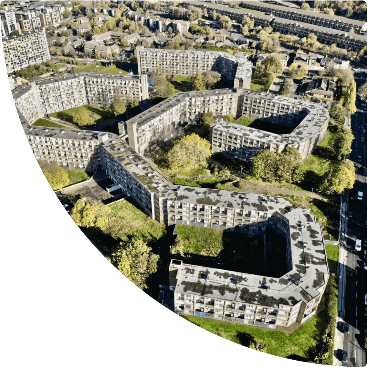 a aerial view of a building