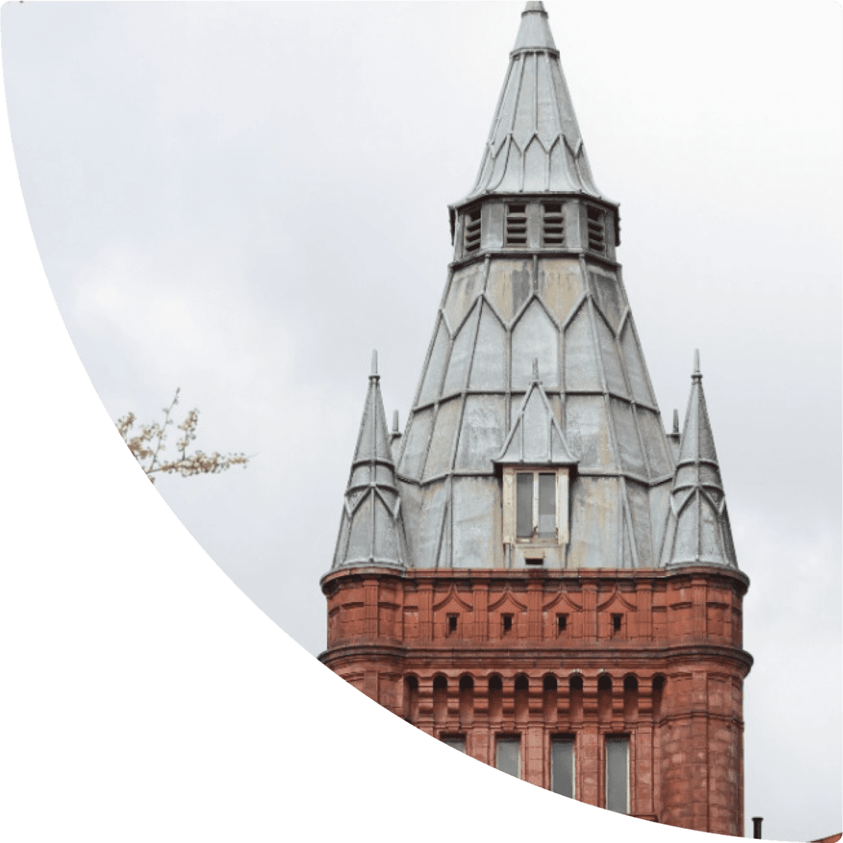 a tower with pointed roof