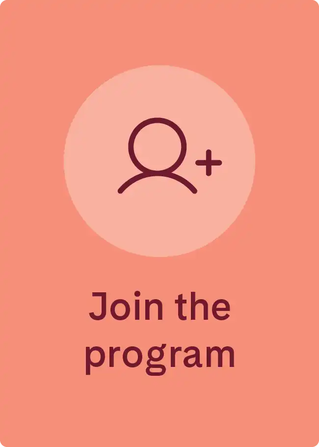 a pink background with a circle with a person and a plus symbol