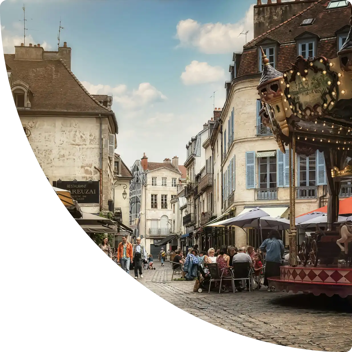 Charming Dijon city square with outdoor terraces, Airbnb management in Dijon